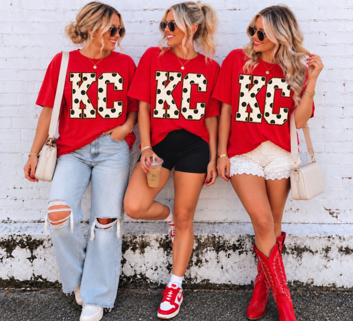 **DEAL OF THE DAY** Cream & Black KC Polka Dot Red Tee