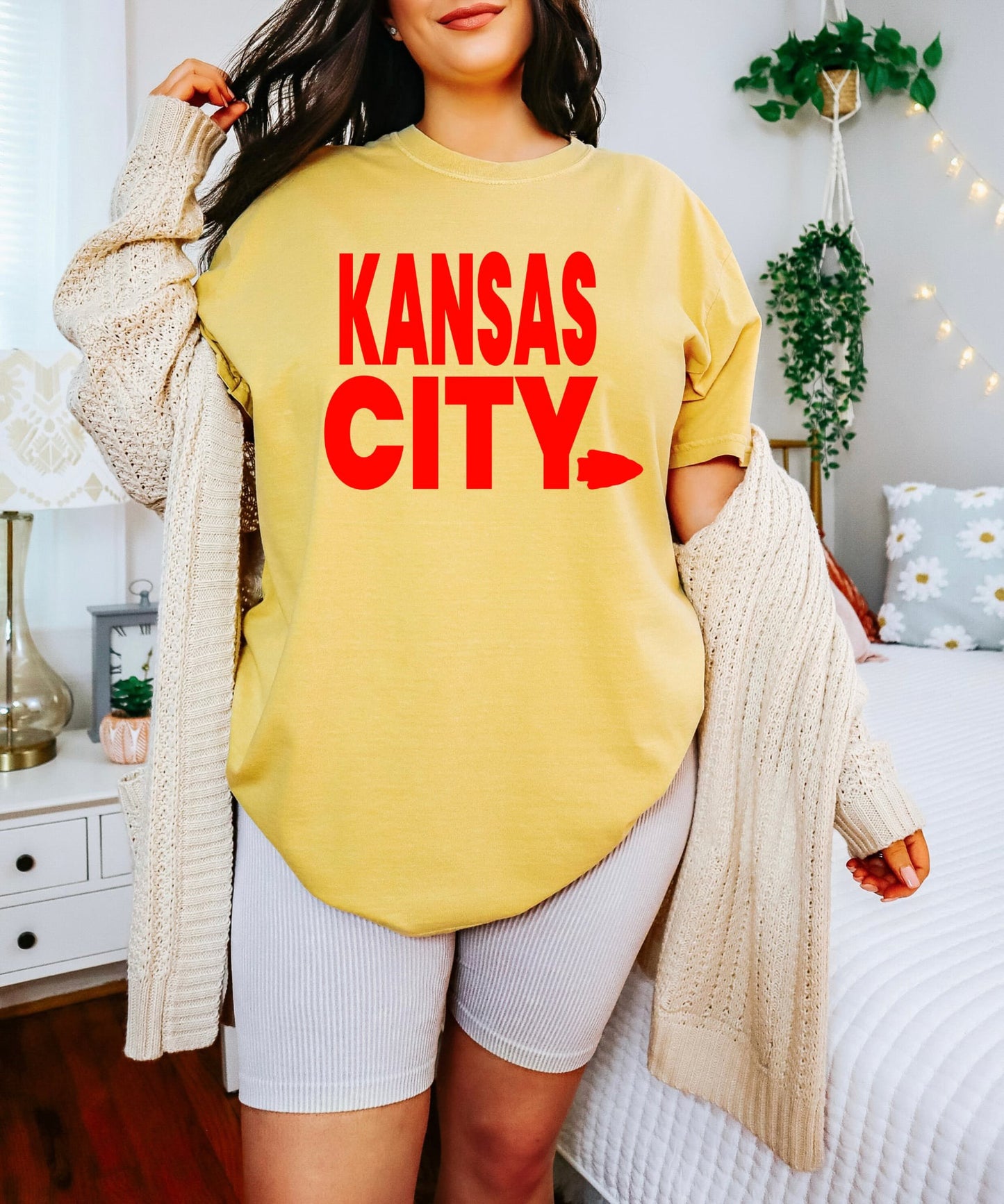 Red Kansas City Arrowhead Mustard Tee