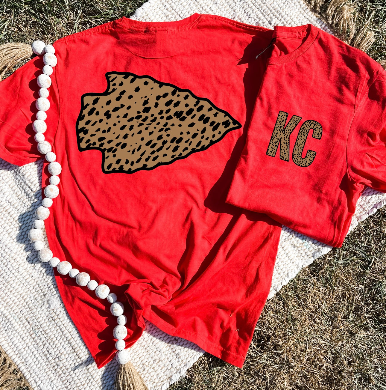 Left Chest + Full Back Spotted KC Red Tee