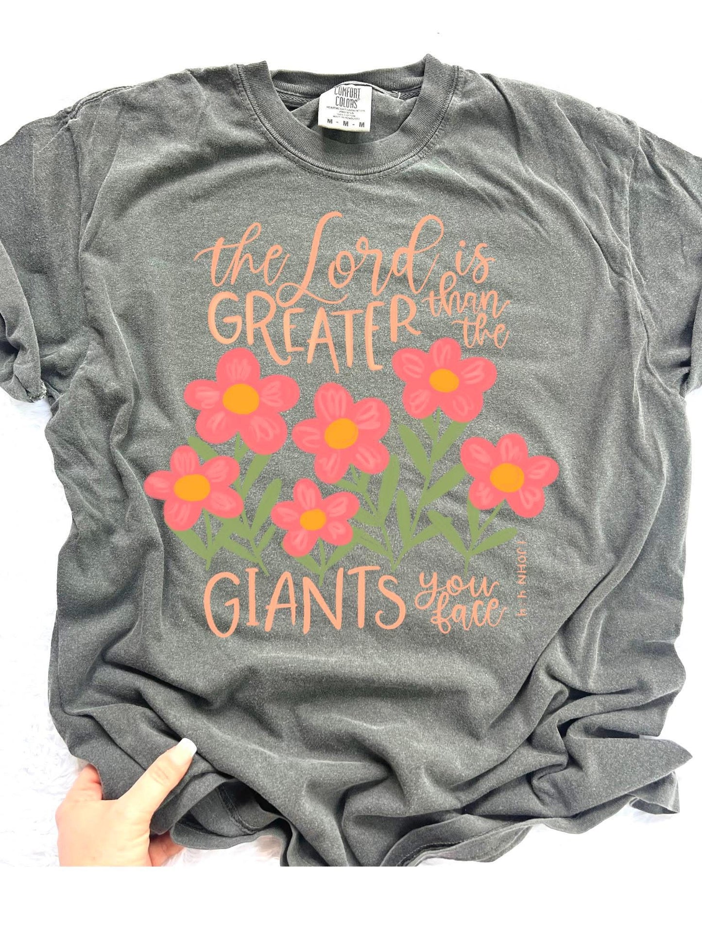 The Lord Is Greater Than The Giants You Face Pepper Tee