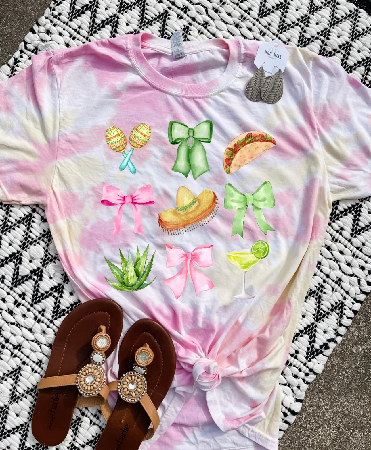 Tacos & Margs Collage Pink Tie Dye Tee