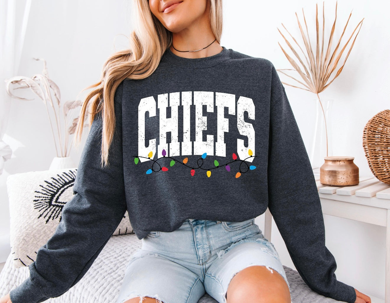 **FIRST 50** Holiday Game Day Christmas Lights Dark Heather Sweatshirt