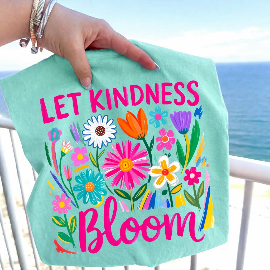 Pink Let Kindness Bloom Chalky Mint Tee