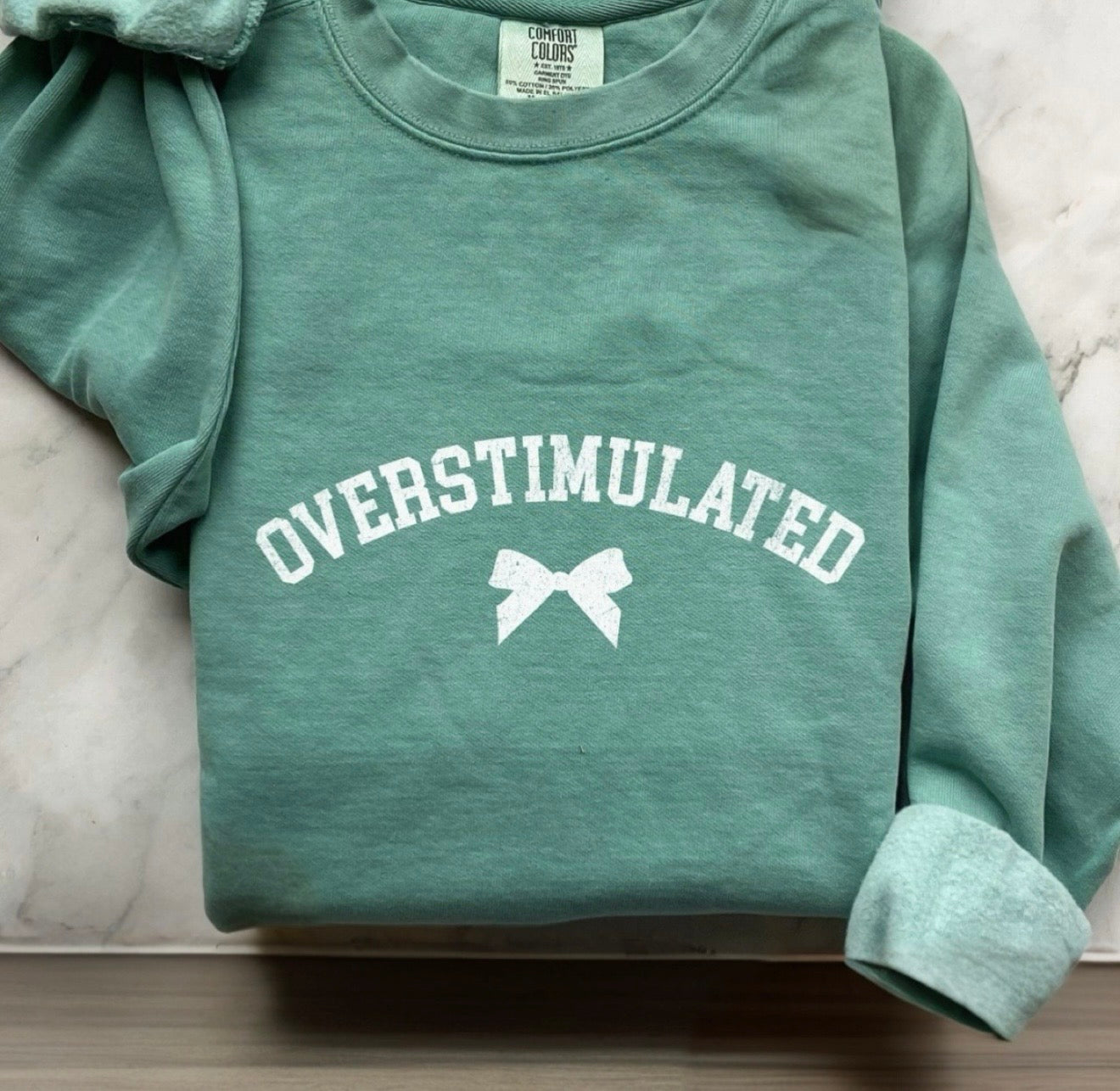 Overstimulated Bow Light Green Sweatshirt