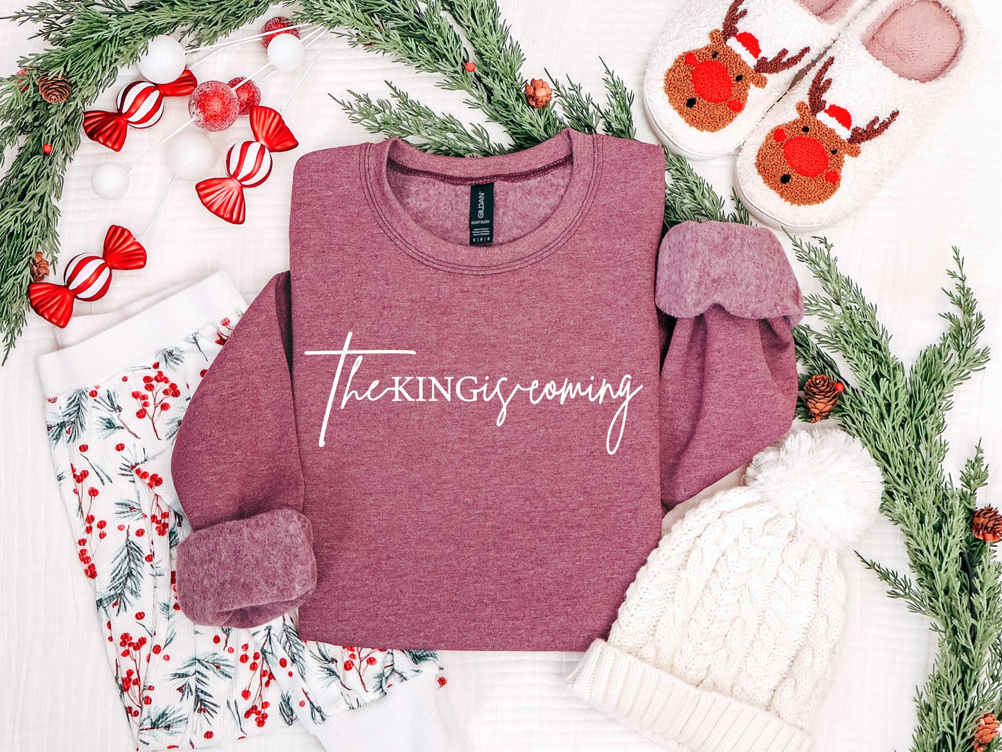 The King Is Coming Heather Maroon Sweatshirt