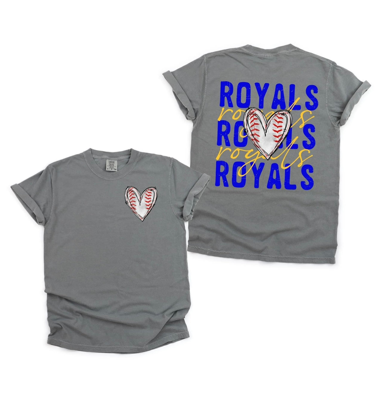 FRONT + BACK KC Baseball Grey Tee