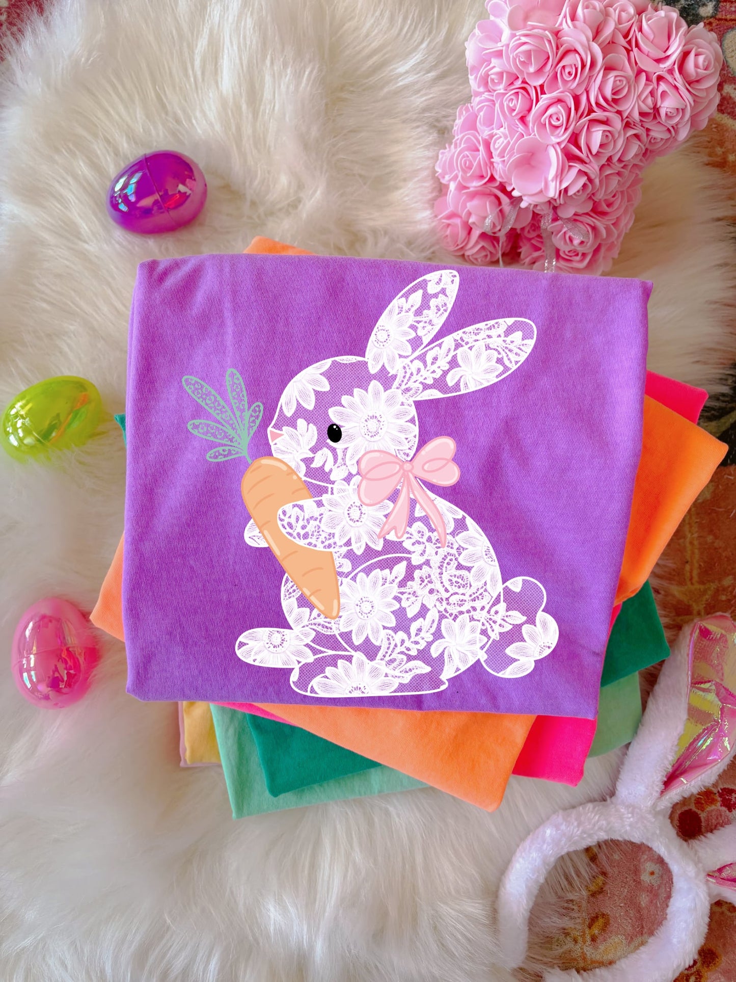 Lace Bunny Neon Violet Tee