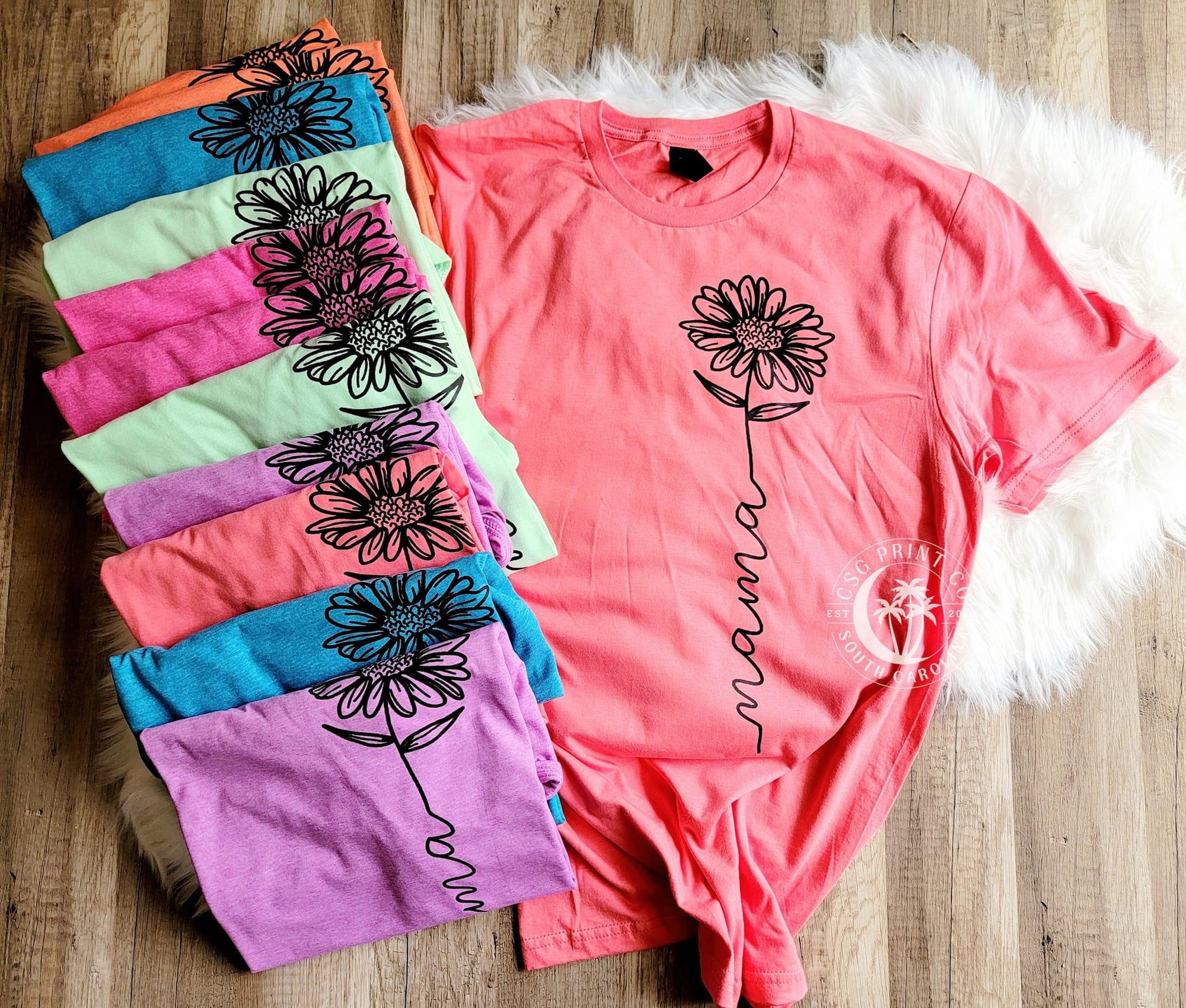 Floral Mama Script Tee Options