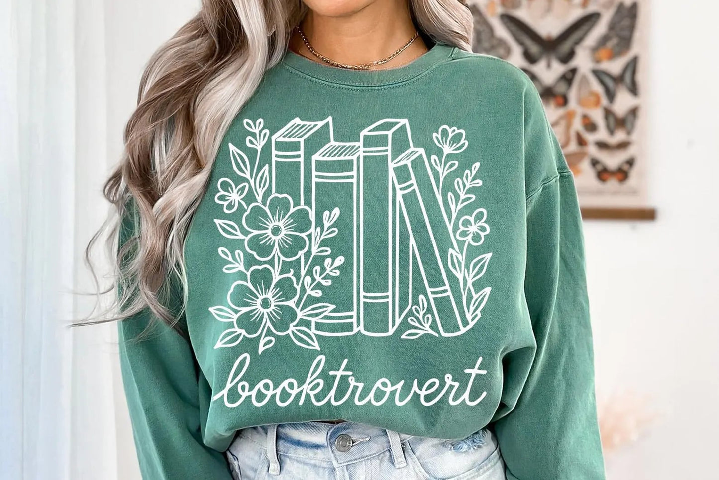 Booktrovert Light Green Sweatshirt