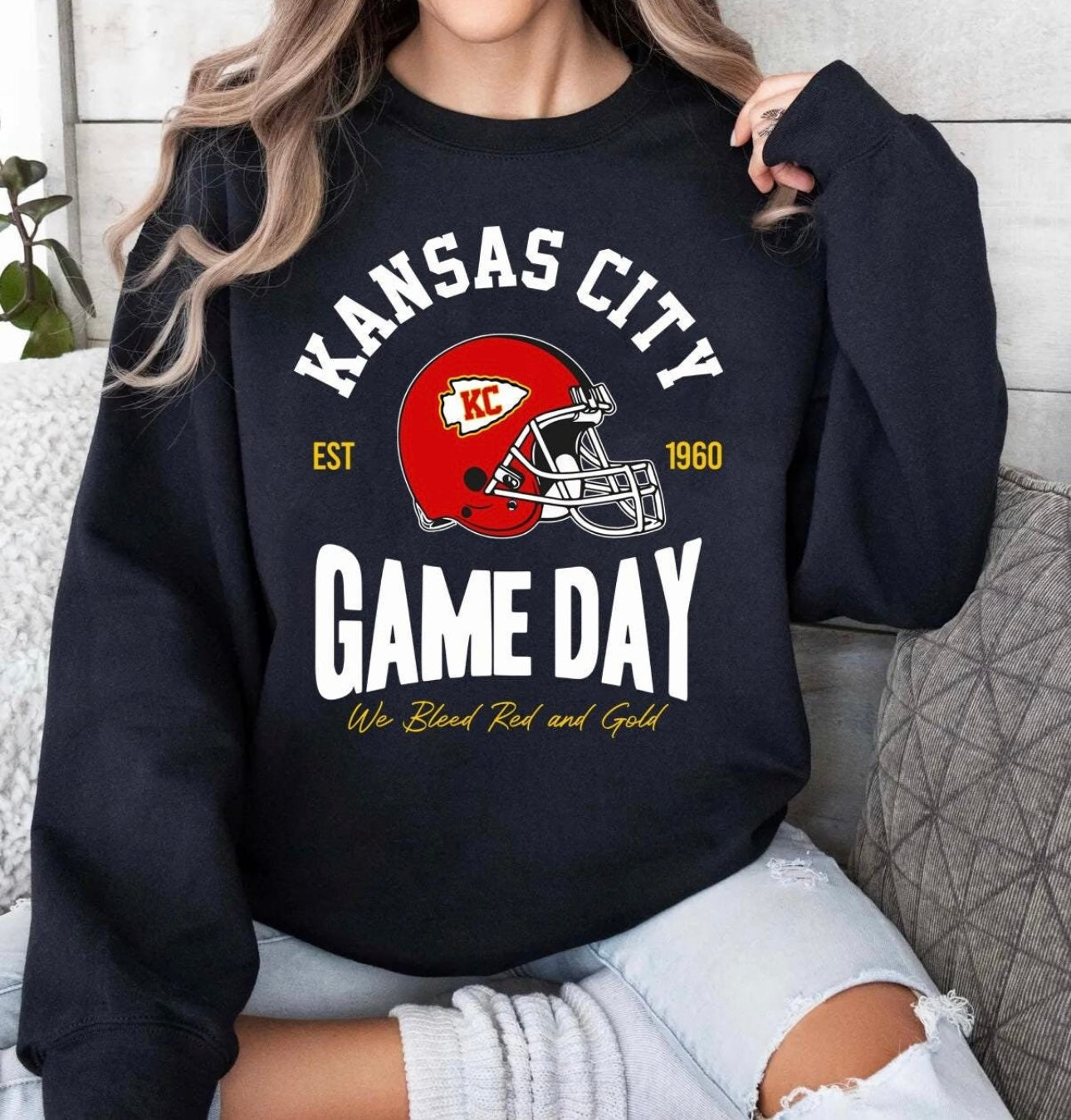 **HALFTIME DEAL** Kansas City Game Day KC Helmet Black Sweatshirt