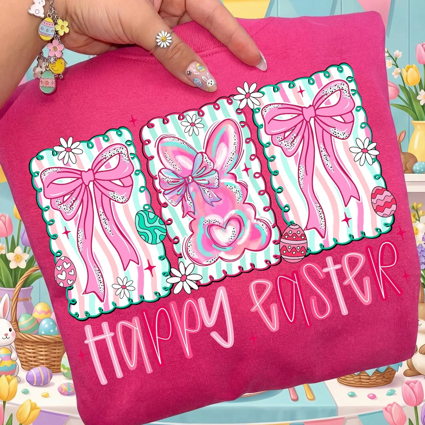 Happy Easter Bunny Coquette Heliconia Sweatshirt