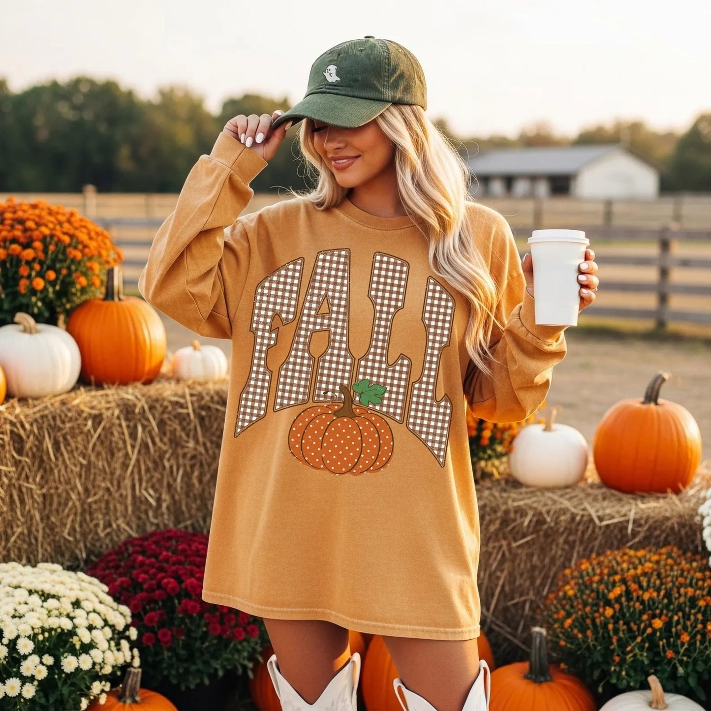 Spotted Fall Mustard Long Sleeve Tee