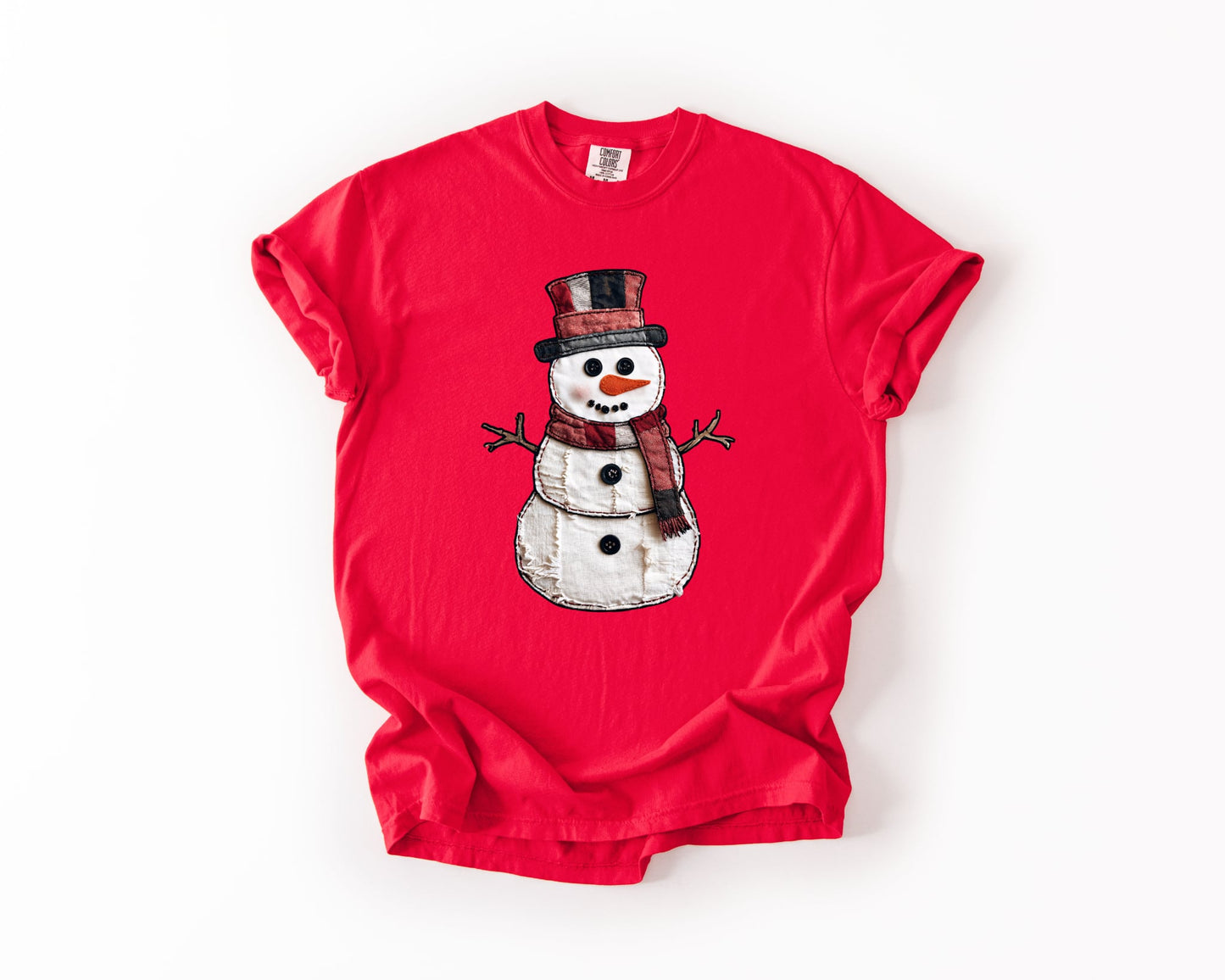 Snowman Patchwork Red Tee