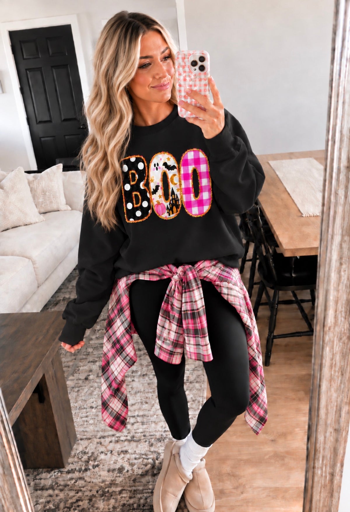 Boo Pink & Polka Dot Black Sweatshirt