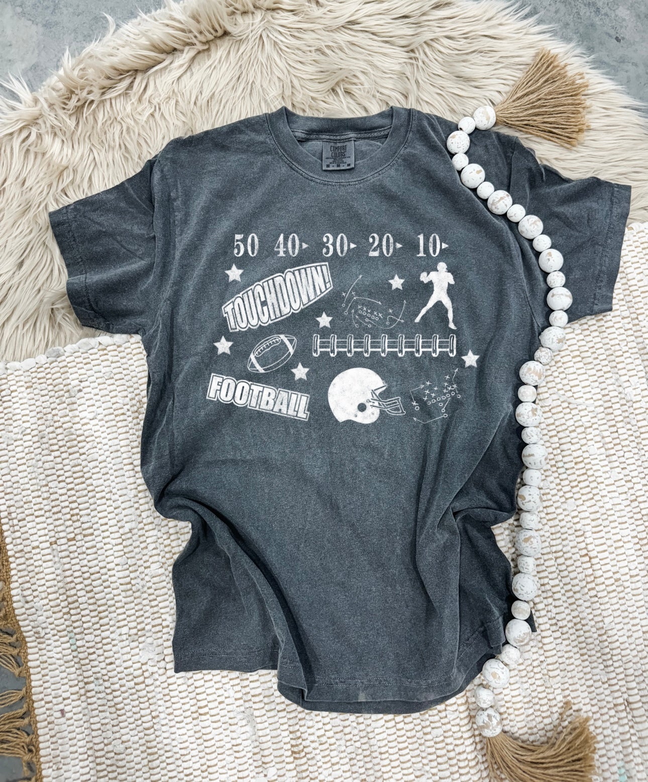 White Football Collage Pepper Tee
