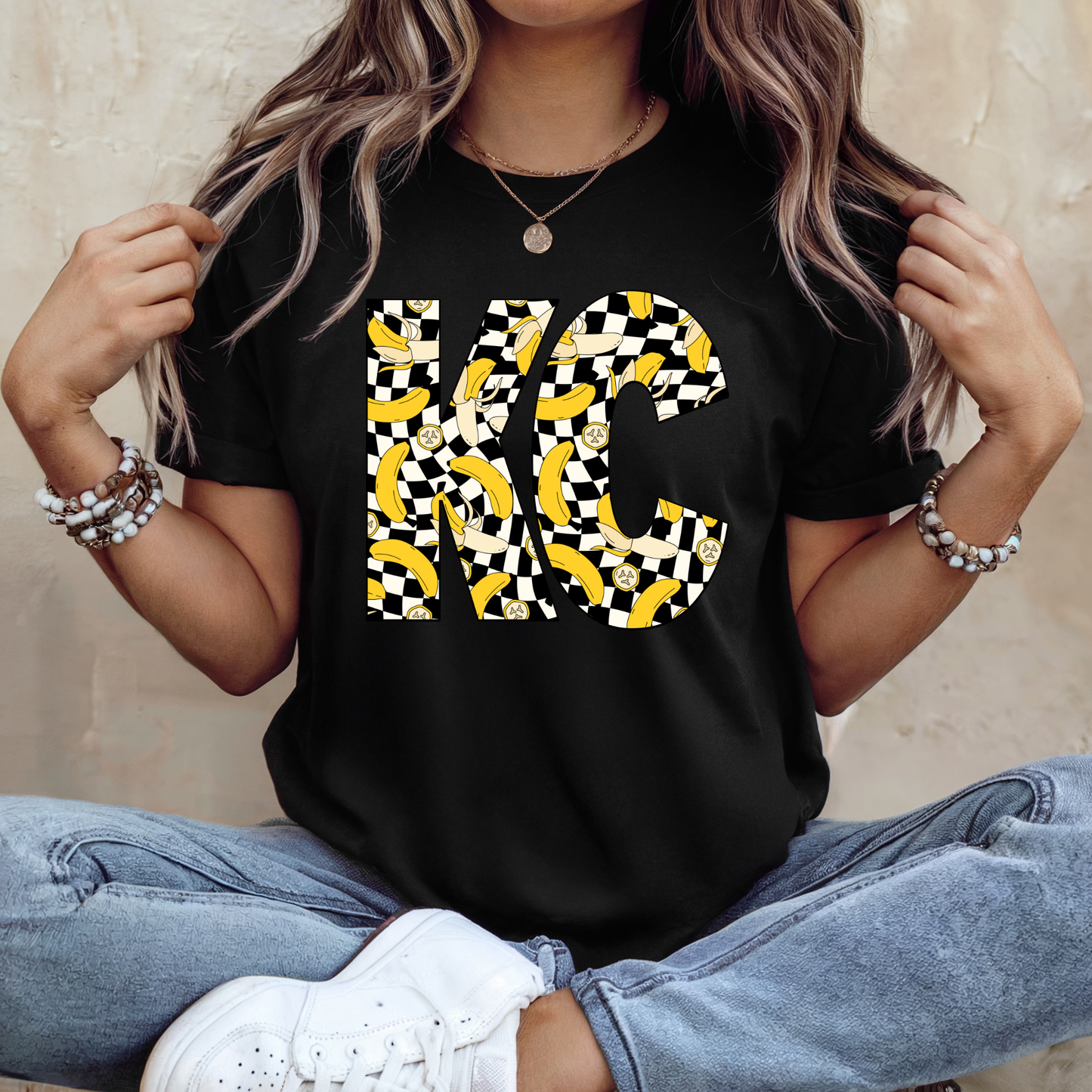 Checkered KC Bananas Black Tee