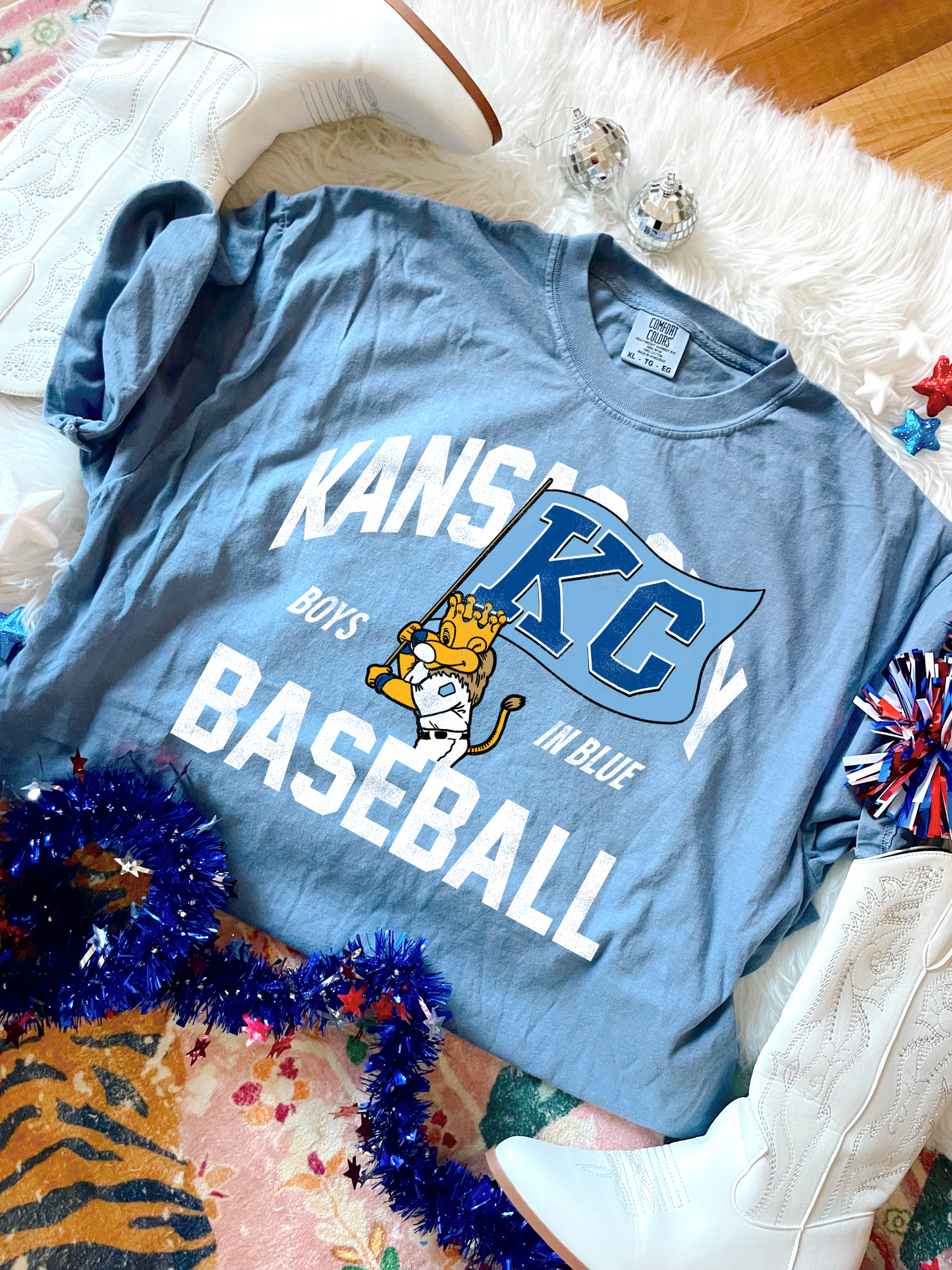 KC Flag Boys In Blue Blue Jean Tee