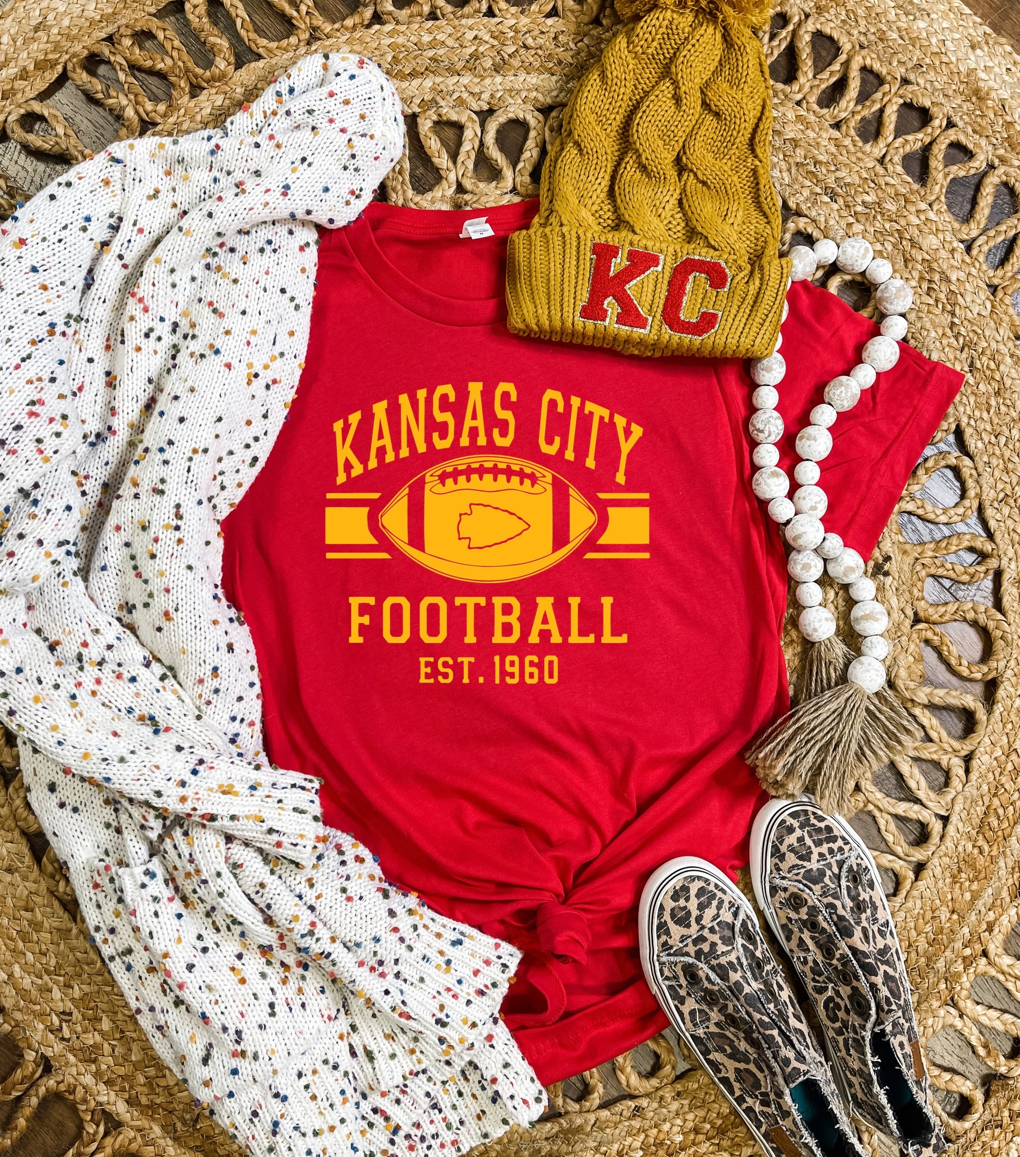 **HALFTIME DEAL** Solid Gold Kansas City Football Red Tee