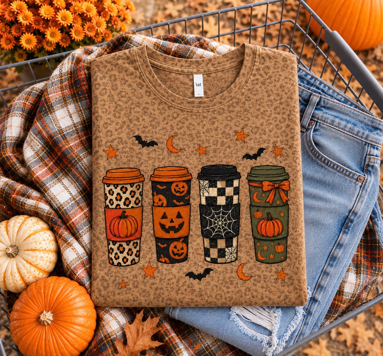Halloween Drinks Brown Leopard Tee