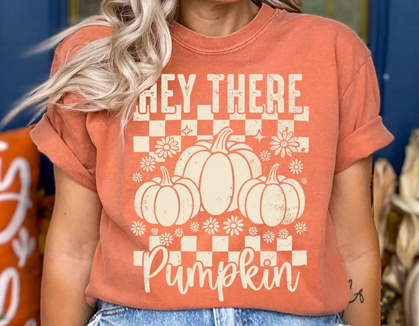 **DEAL PRICE** Cream Hey There Pumpkin Terracotta Tee