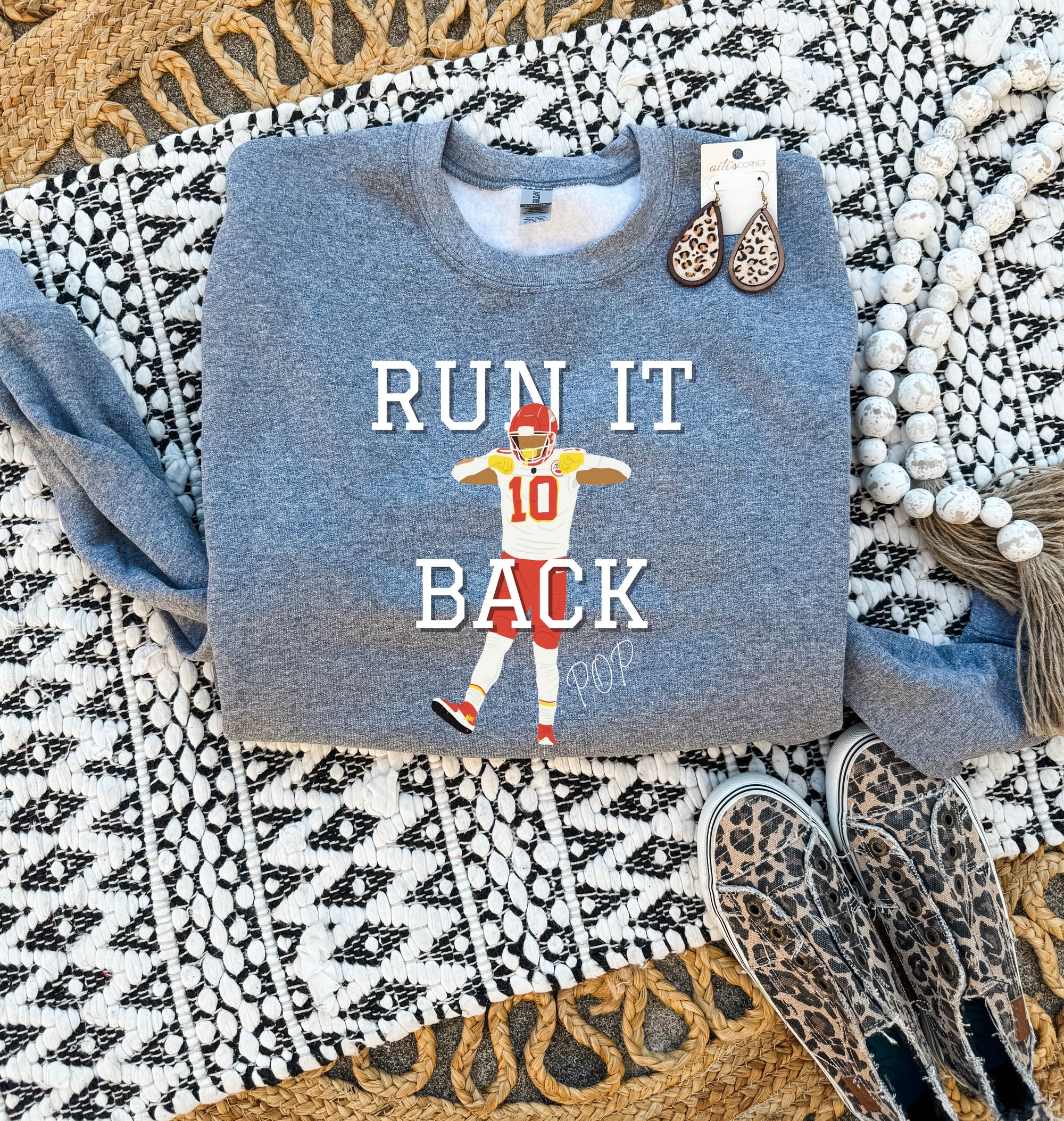 Run It Back Pop Heather Graphite Sweatshirt