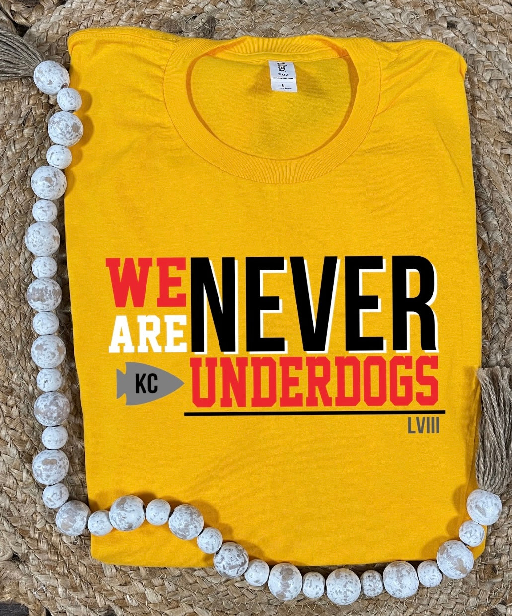Red & Black We Are Never The Underdogs Gold Tee