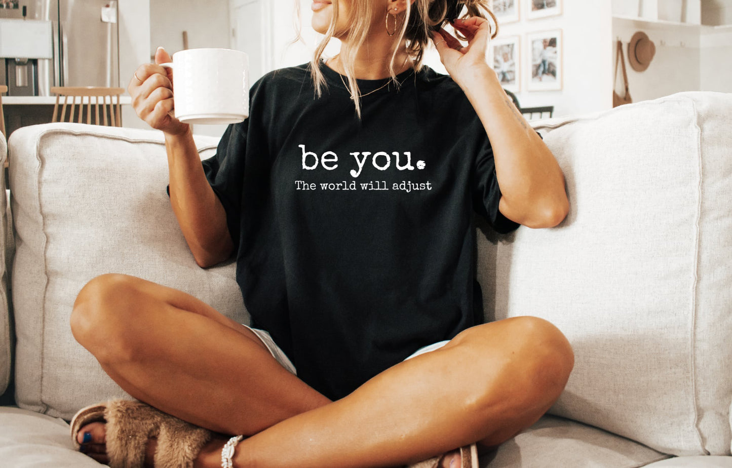 **DEAL PRICE** White Be You The World Will Adjust Black Tee