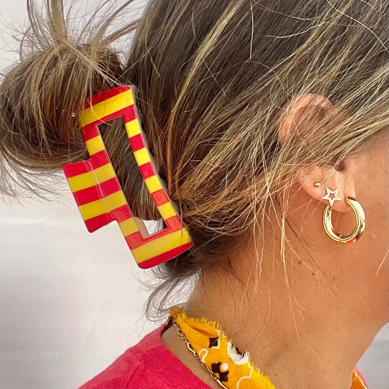 **BLACK FRIDAY DEAL** Red & Yellow Striped Claw Clip