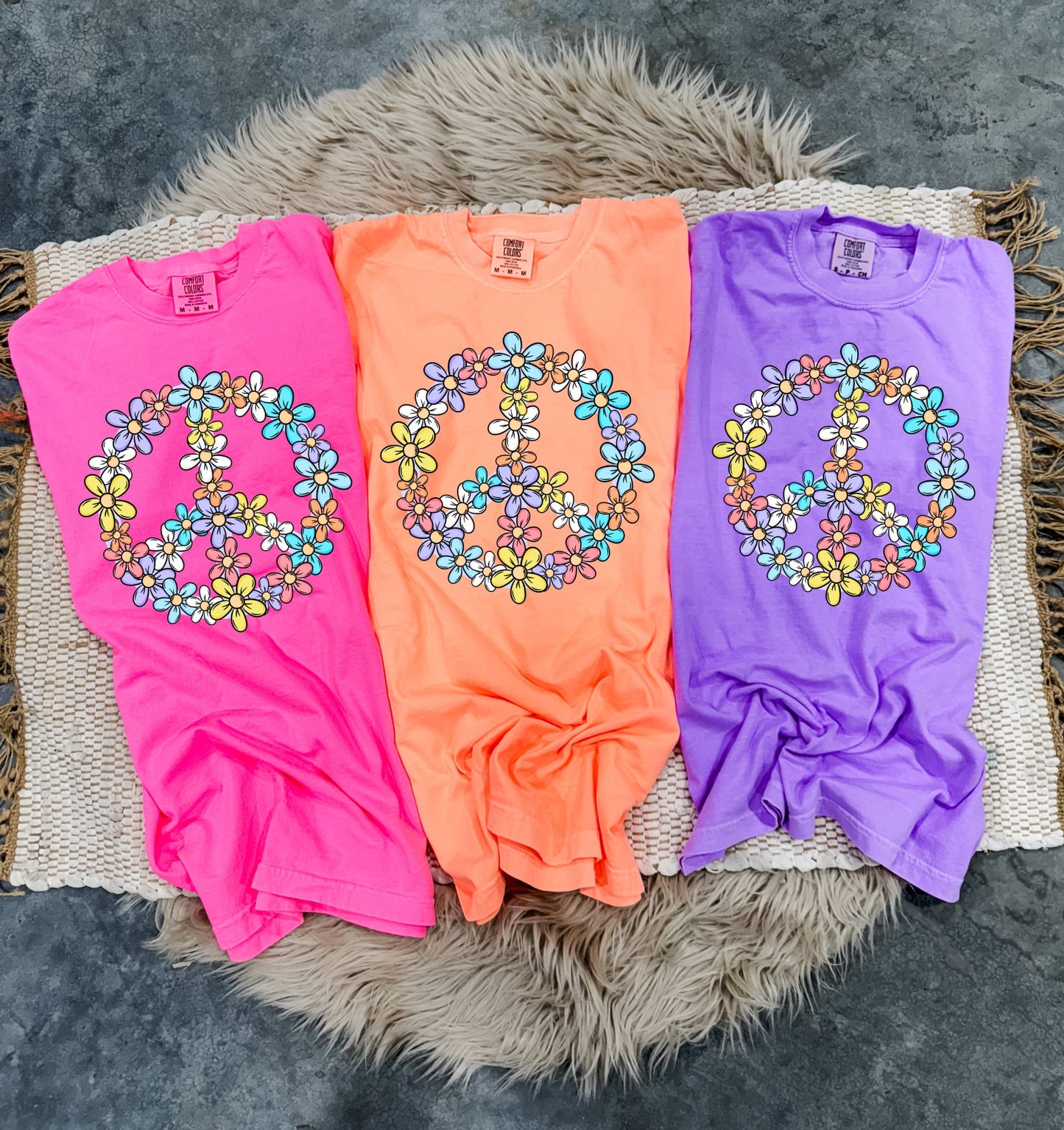 Floral Peace Sign Neon Option Tee
