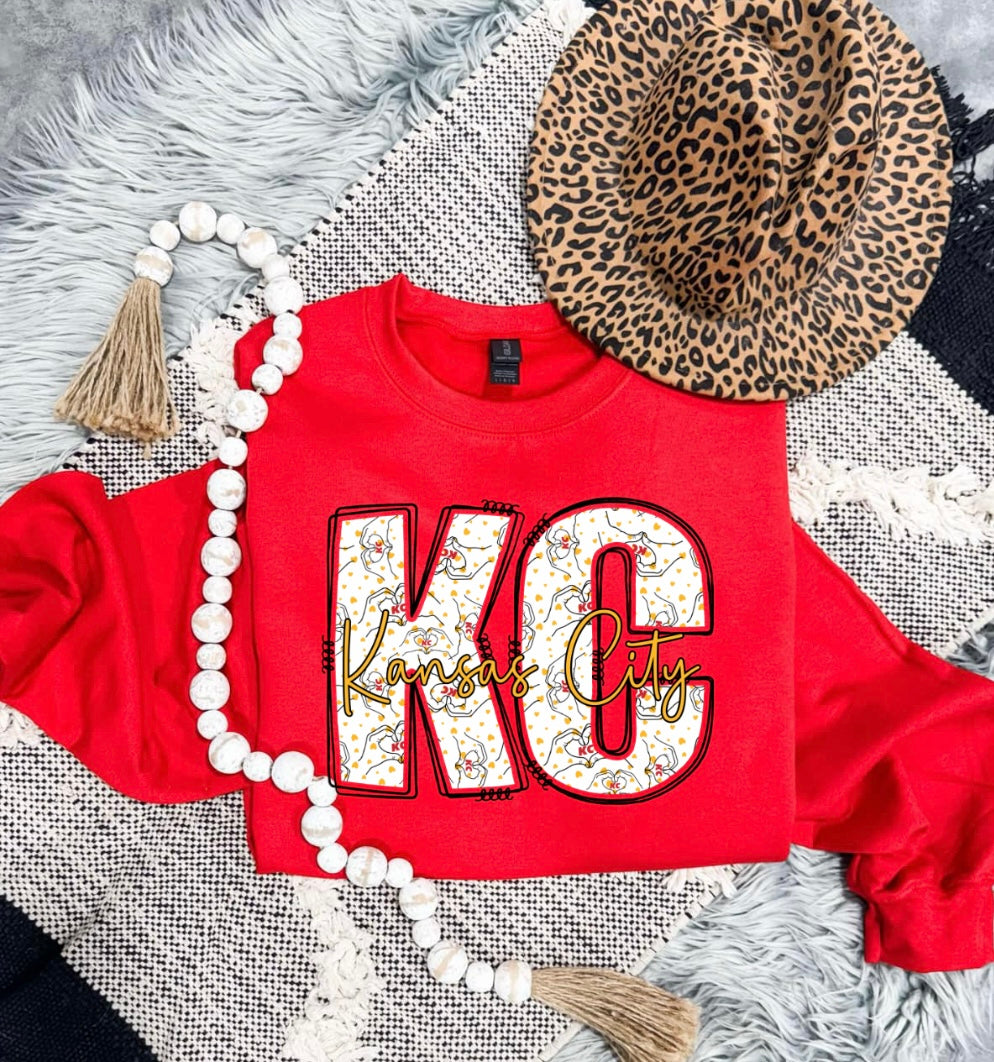 **HALFTIME DEAL** Heart Hands KC Kansas City Red Sweatshirt