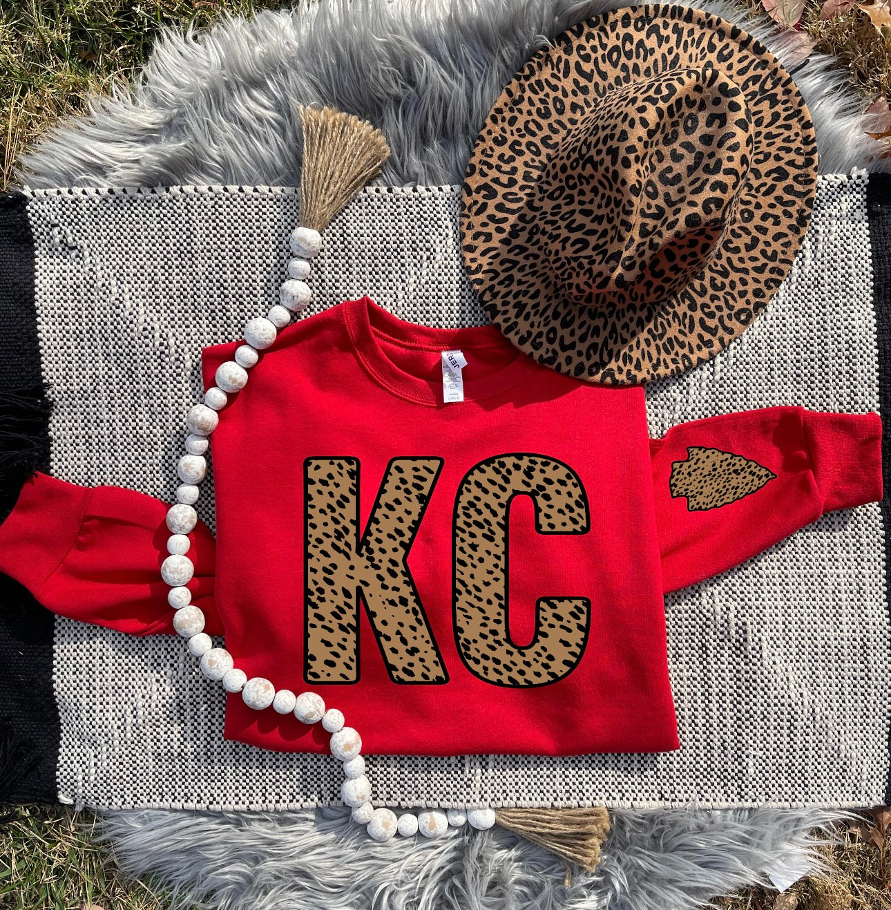 Front Spotted KC With Sleeve Red Sweatshirt