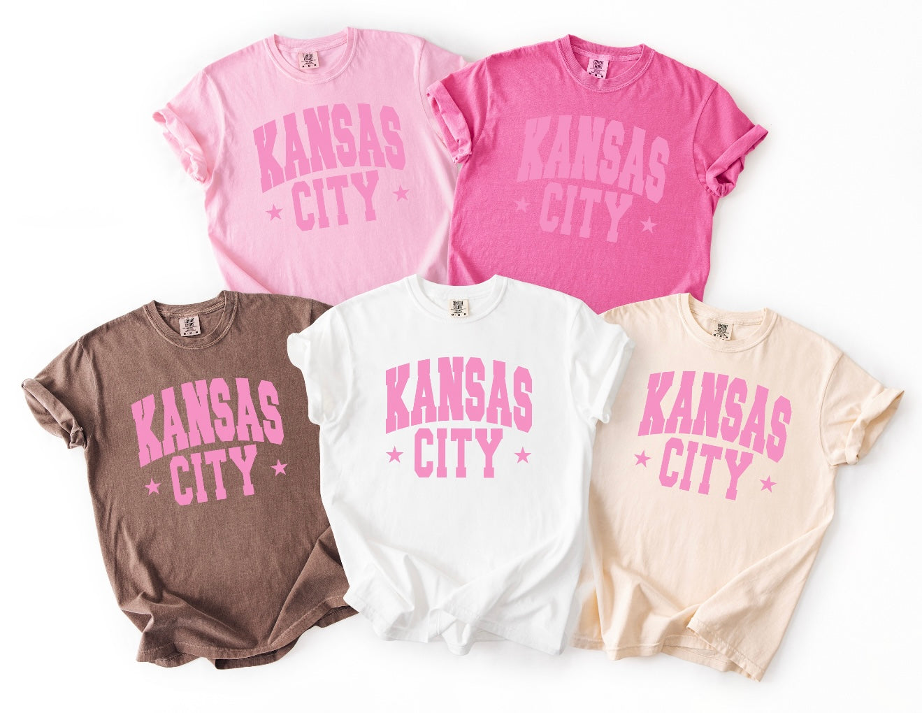 Pink Block Letters Kansas City Stars Tee Color Options