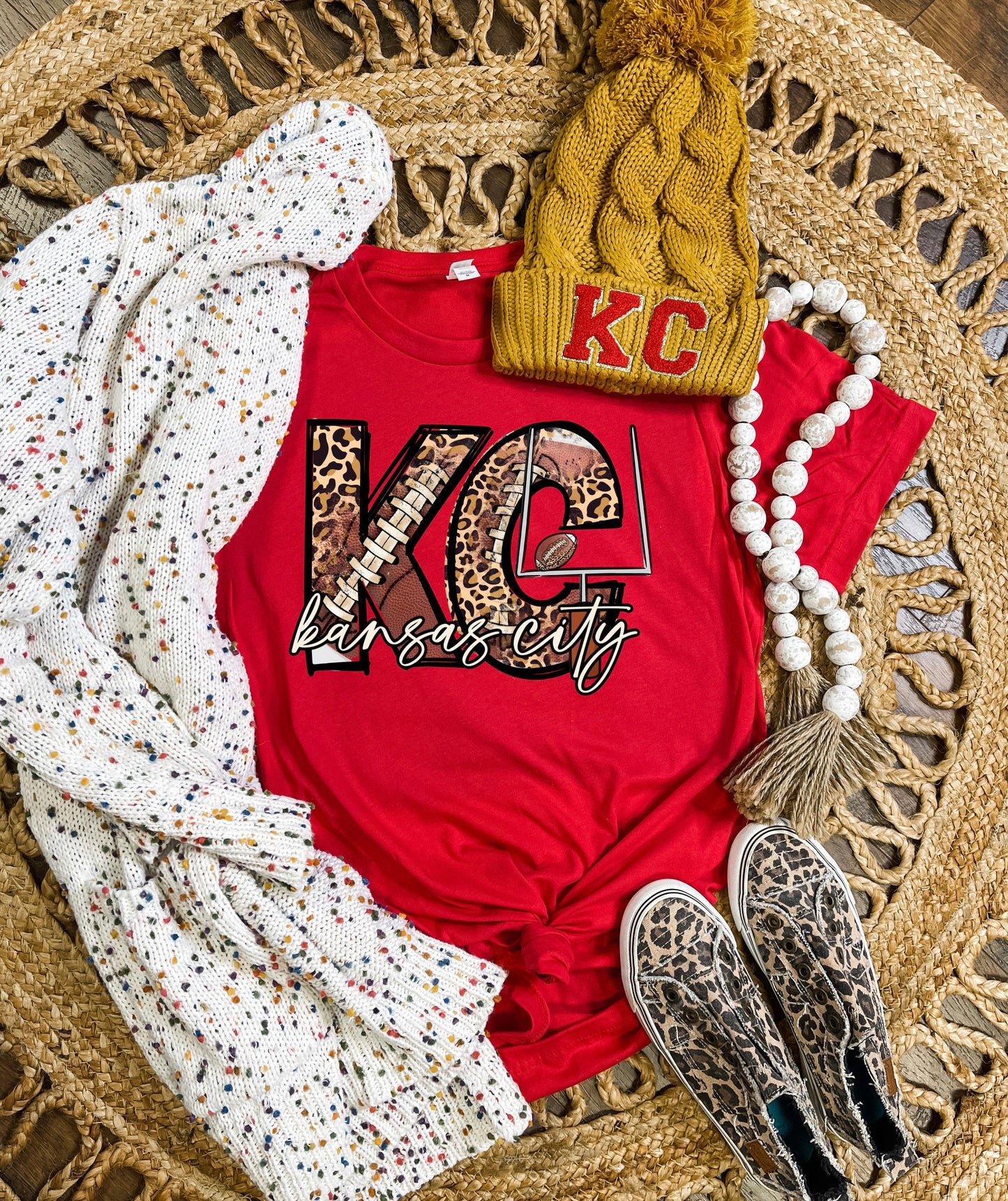 Football KC Kansas City Red Tee