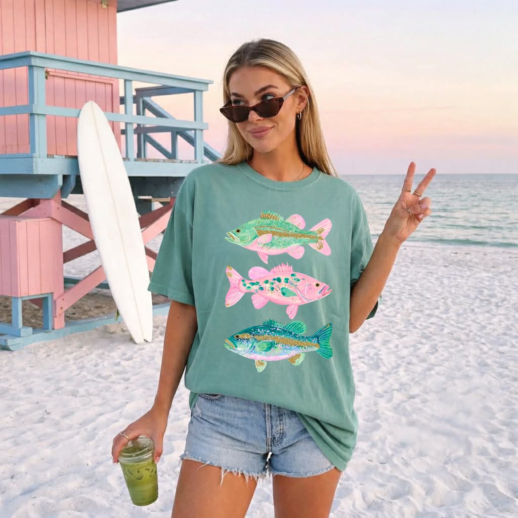 Coastal Bass Light Green Tee