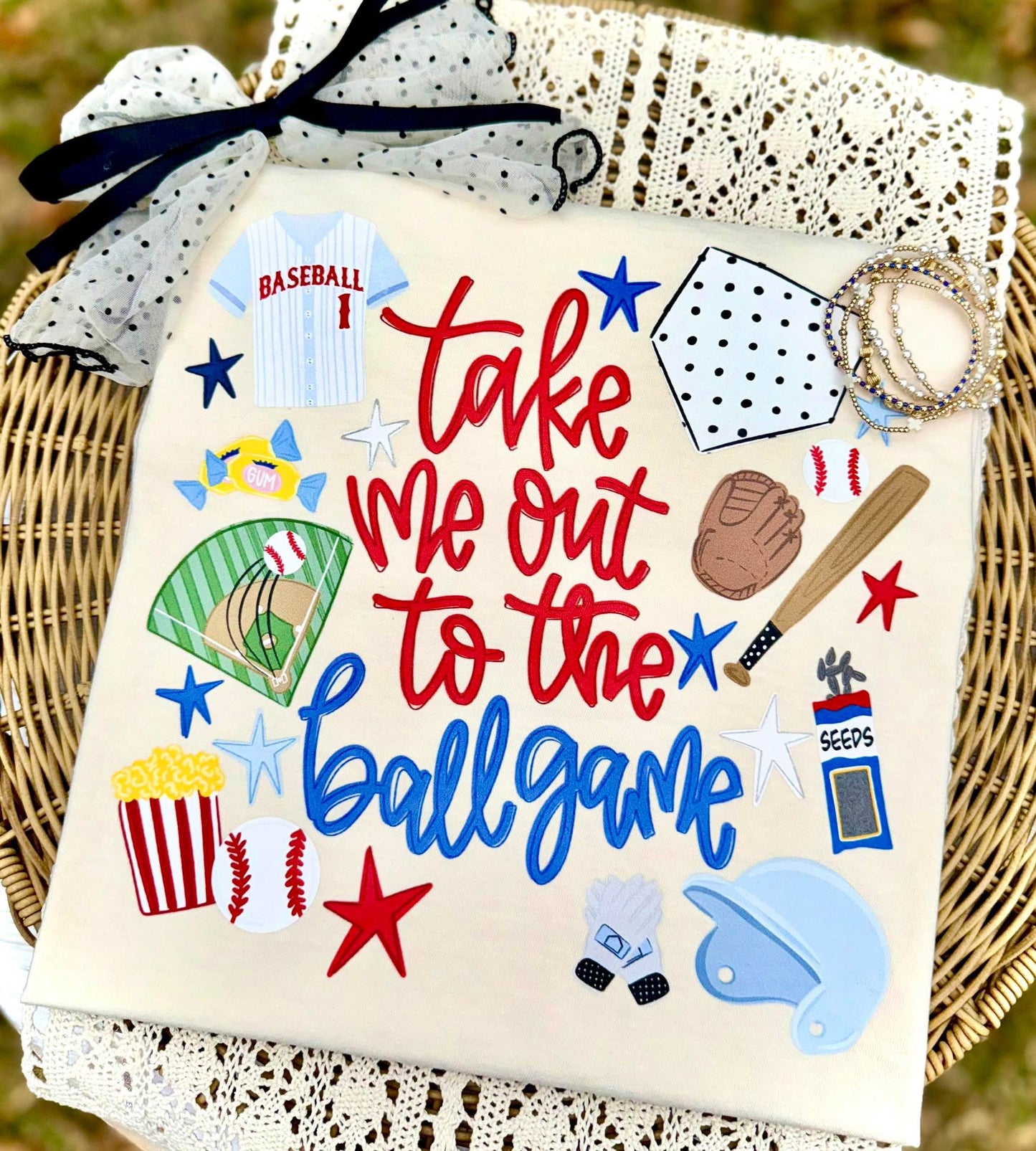 Collage Take Me Out To the Ball Game Ivory Tee