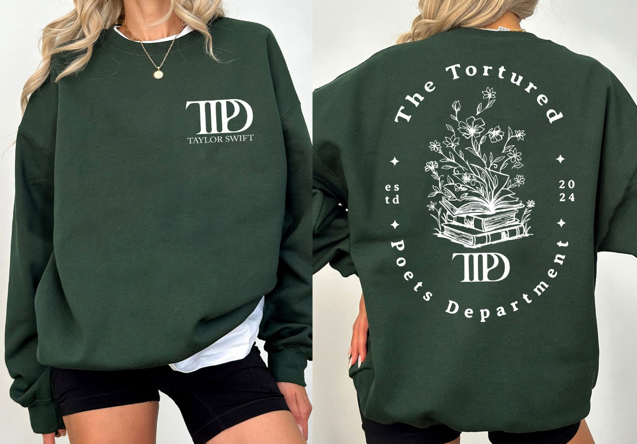 Front + Back TTPD Floral Dark Green Sweatshirt