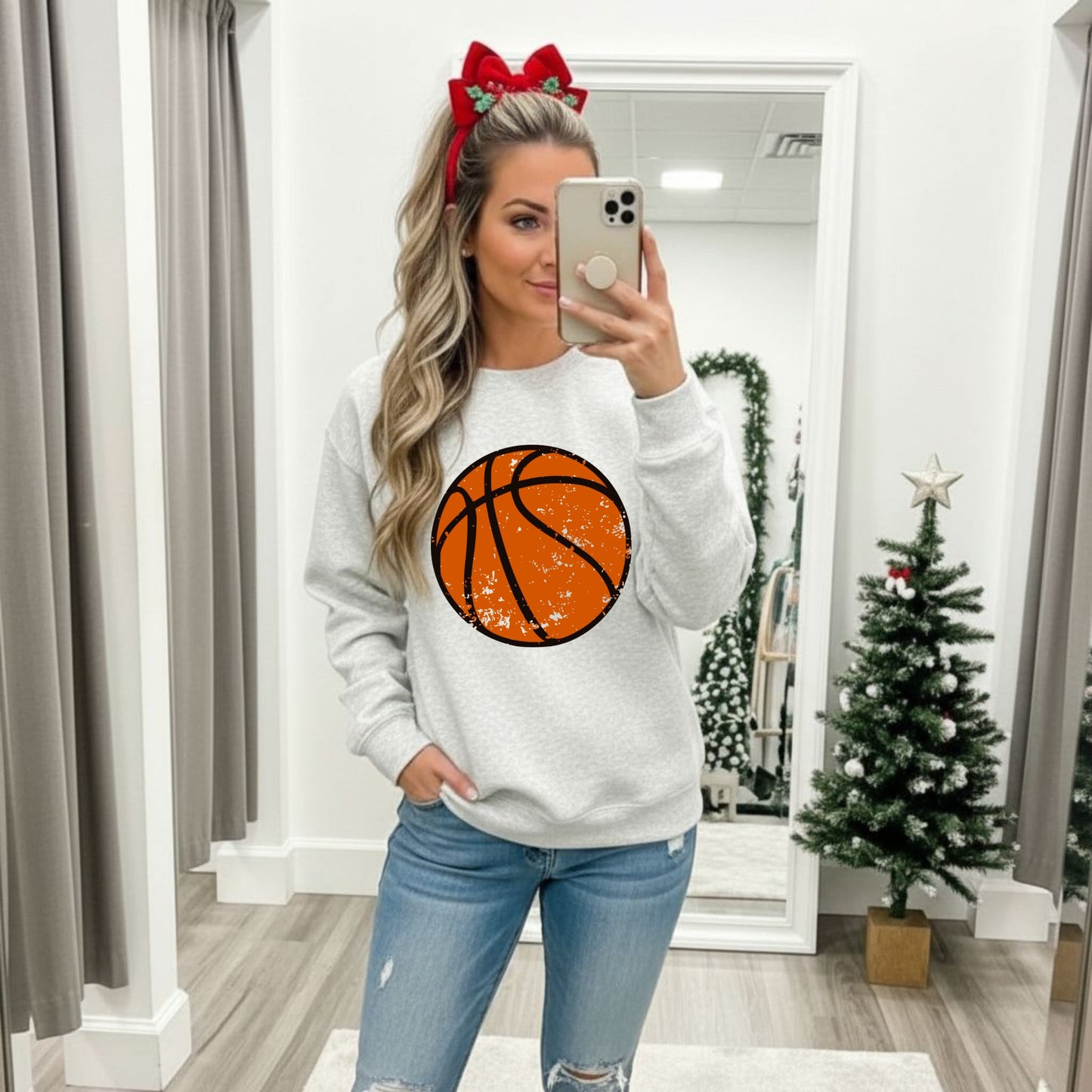 Distressed Basketball Ash Sweatshirt