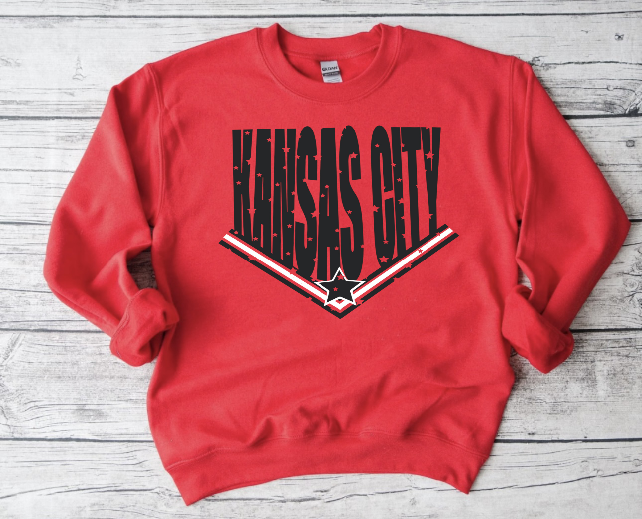 Black Retro Kansas City Red Sweatshirt