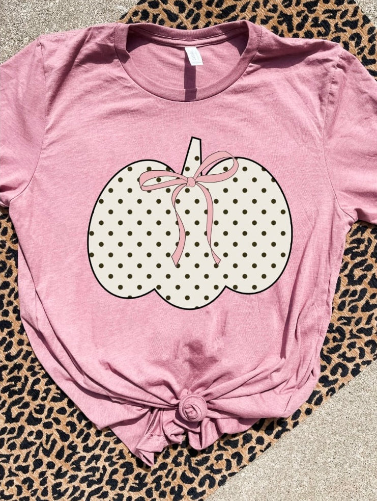 Shabby Spotted Dots Pumpkin Heather Mauve Tee