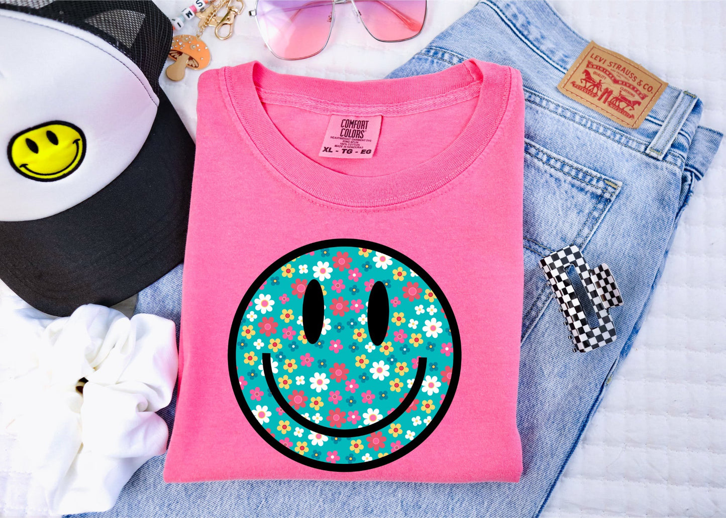 Blue Small Daisy Smiley Crunchberry Tee