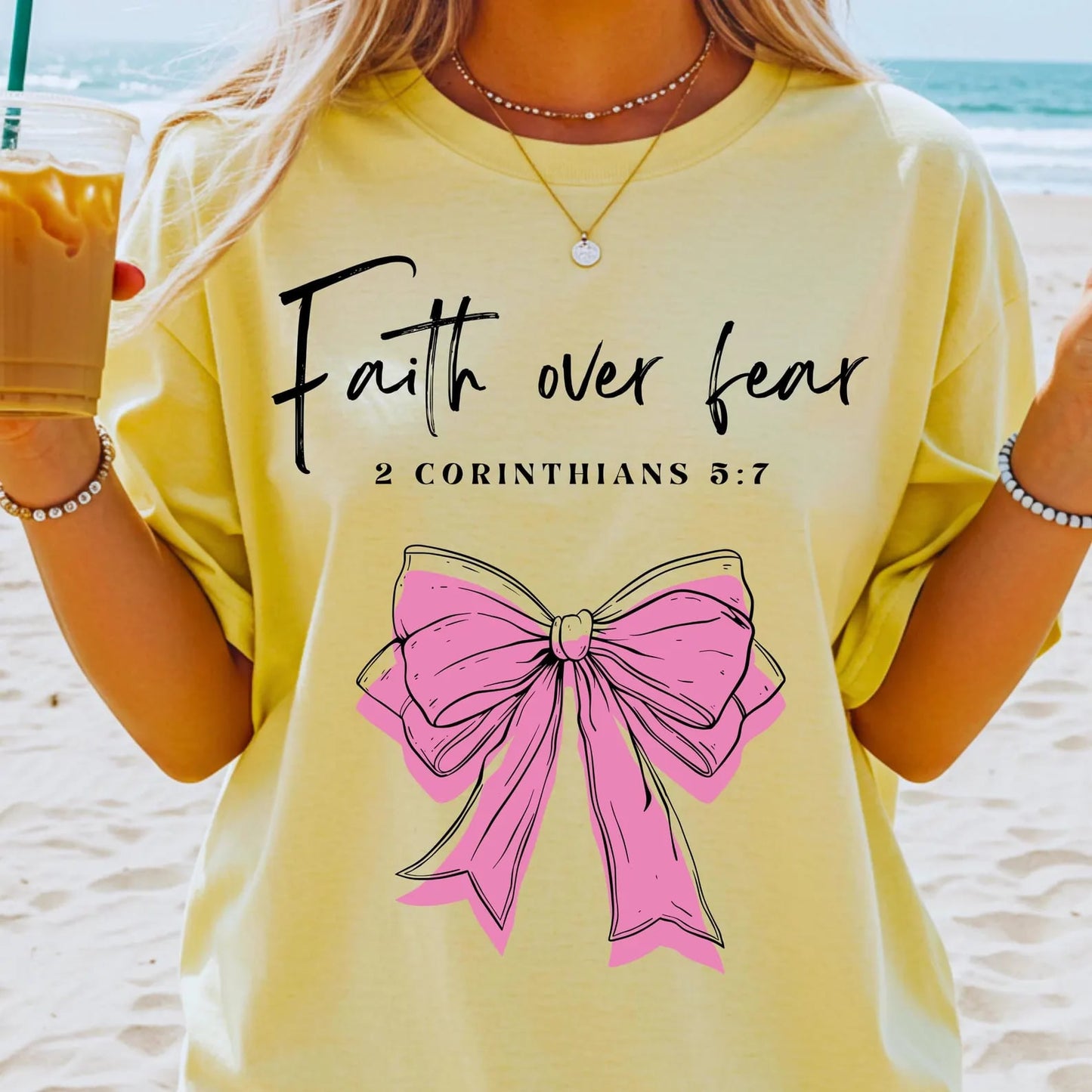 Black Faith Over Fear Yellow Tee