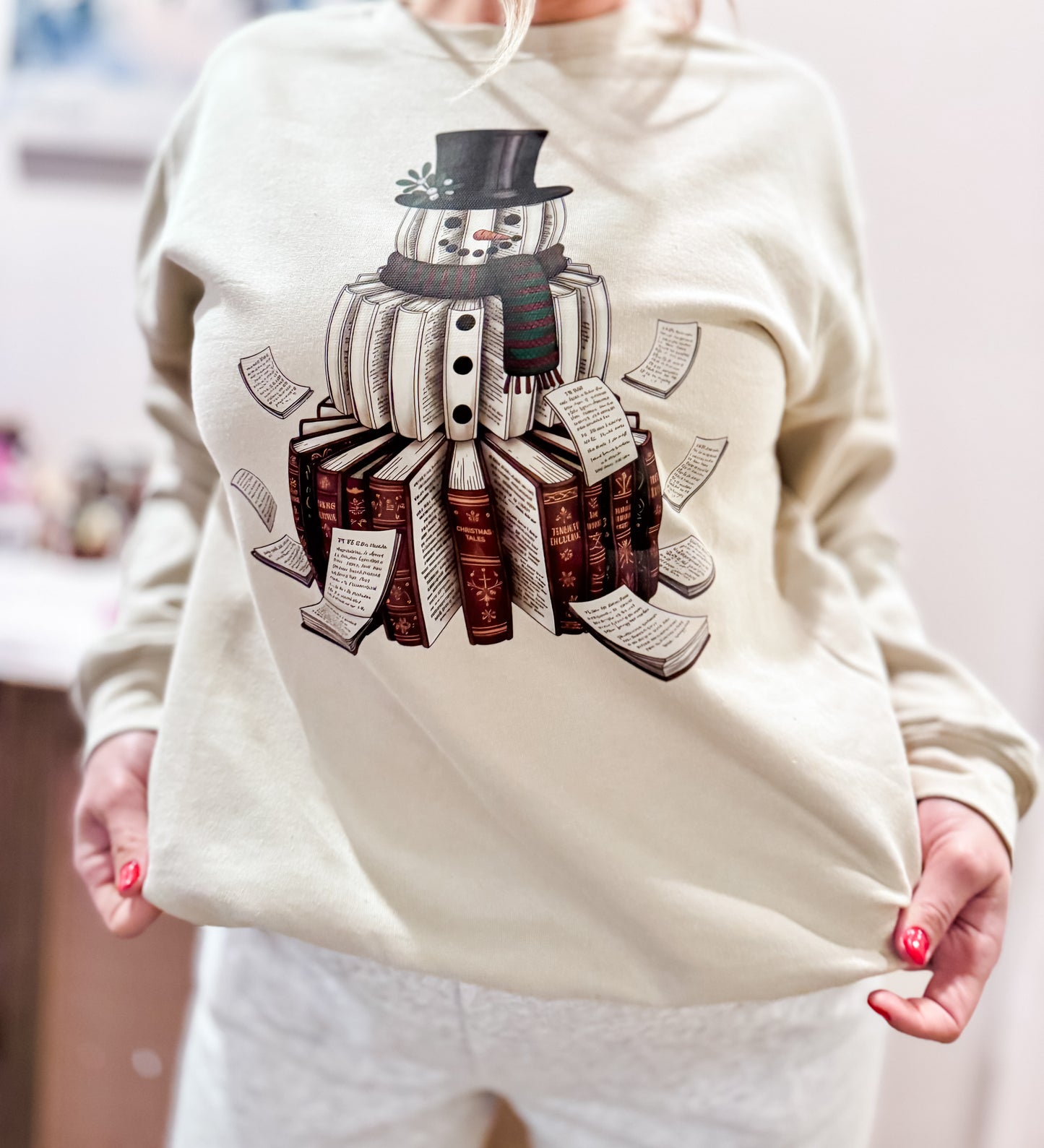 Book Snowman Sand Sweatshirt