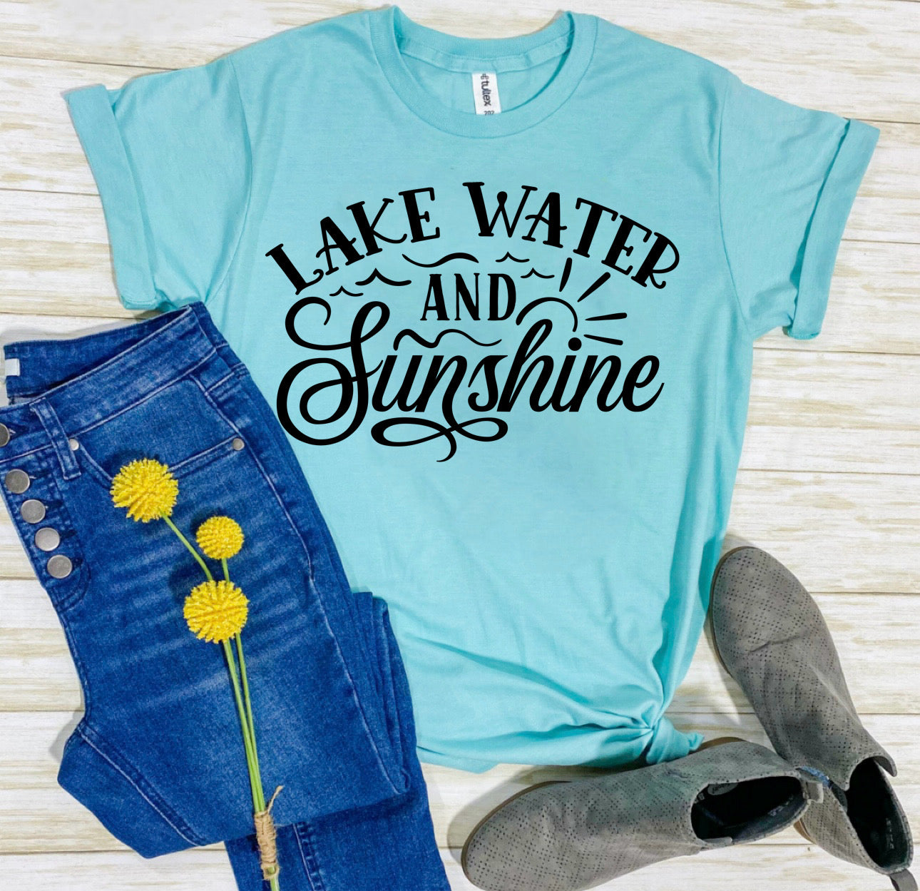 **DEAL PRICE** Lake Water & Sunshine Heather Purist Blue Tee