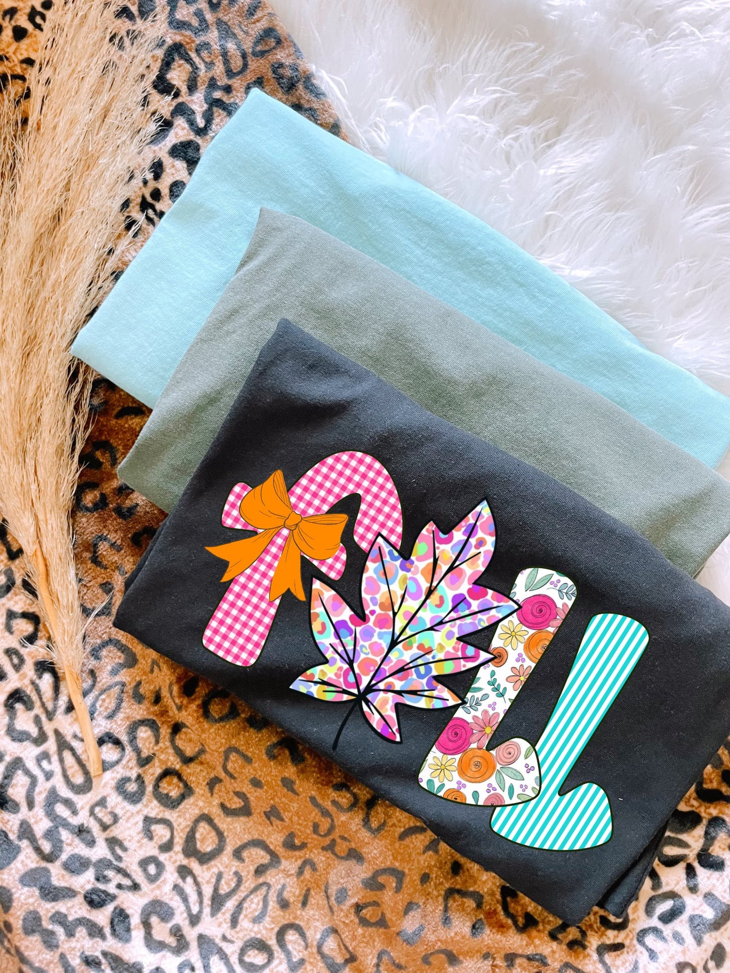 **FIRST 50** Colorful Leopard Fall Print Black Tee