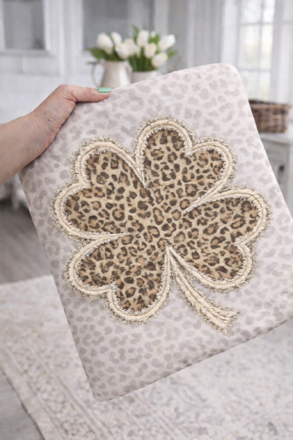 Leopard Shamrock White Leopard Tee