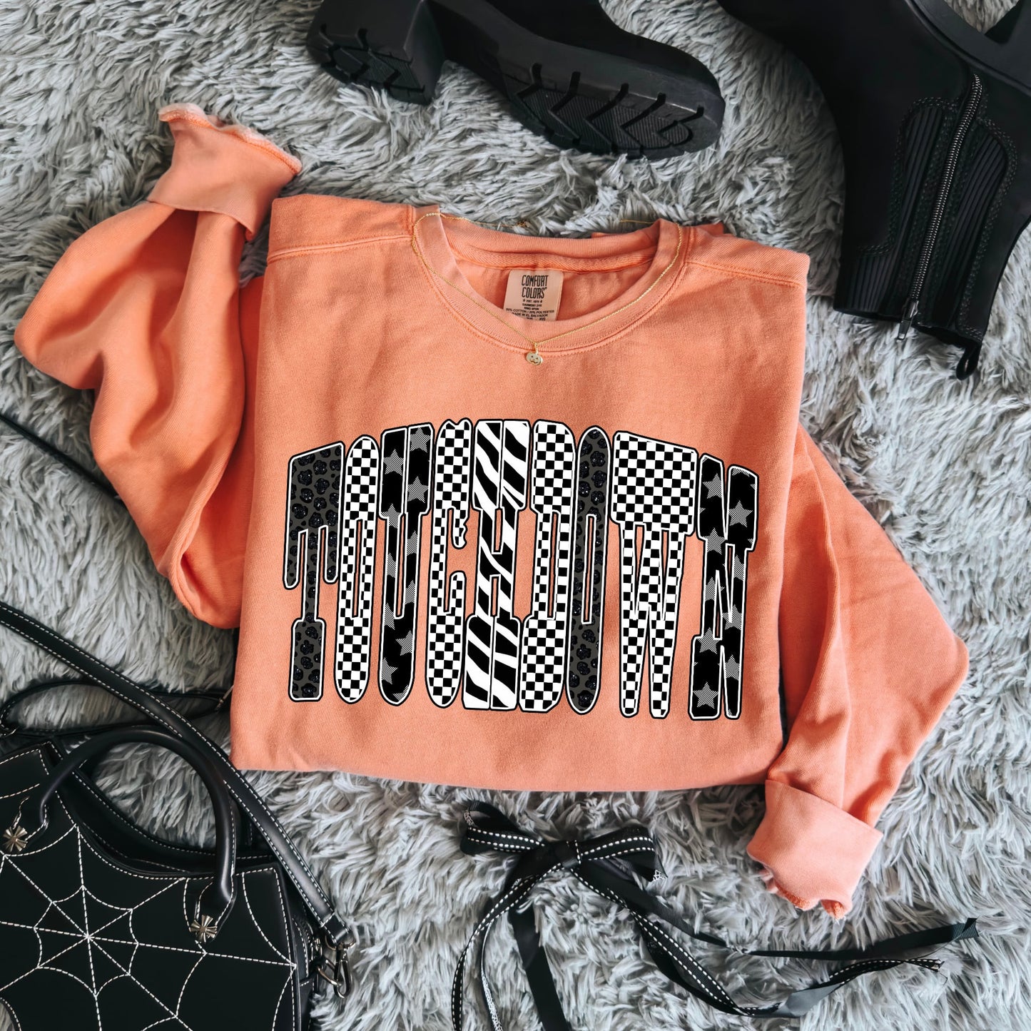 Touchdown Checkered & Leopard Terracotta Sweatshirt