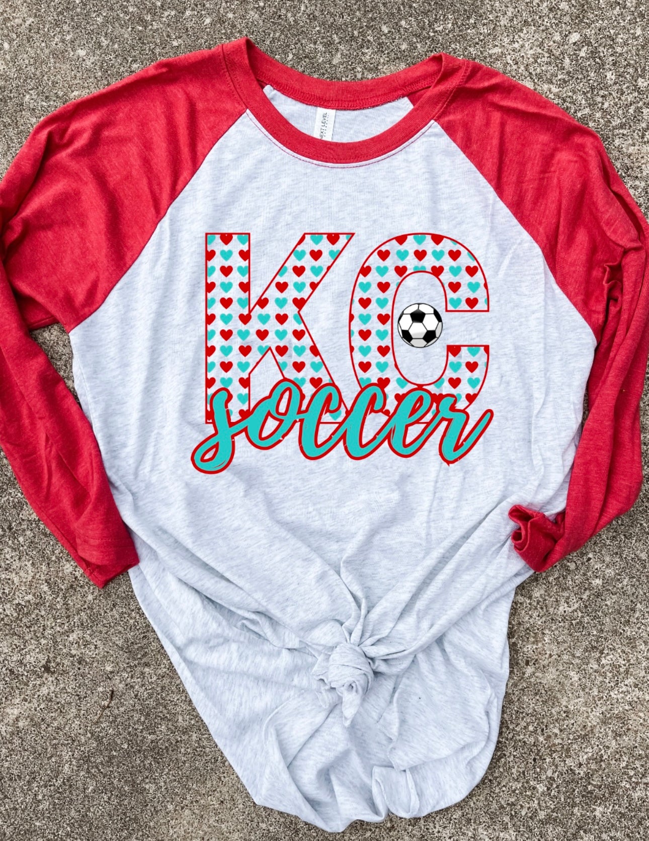 KC Hearts Soccer Red/Ash Raglan