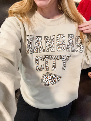 **Kansas City Brown Leopard Arrowhead Sand Tee/Sweatshirt