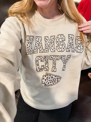 Kansas City Brown Leopard Arrowhead Sand Tee/Sweatshirt
