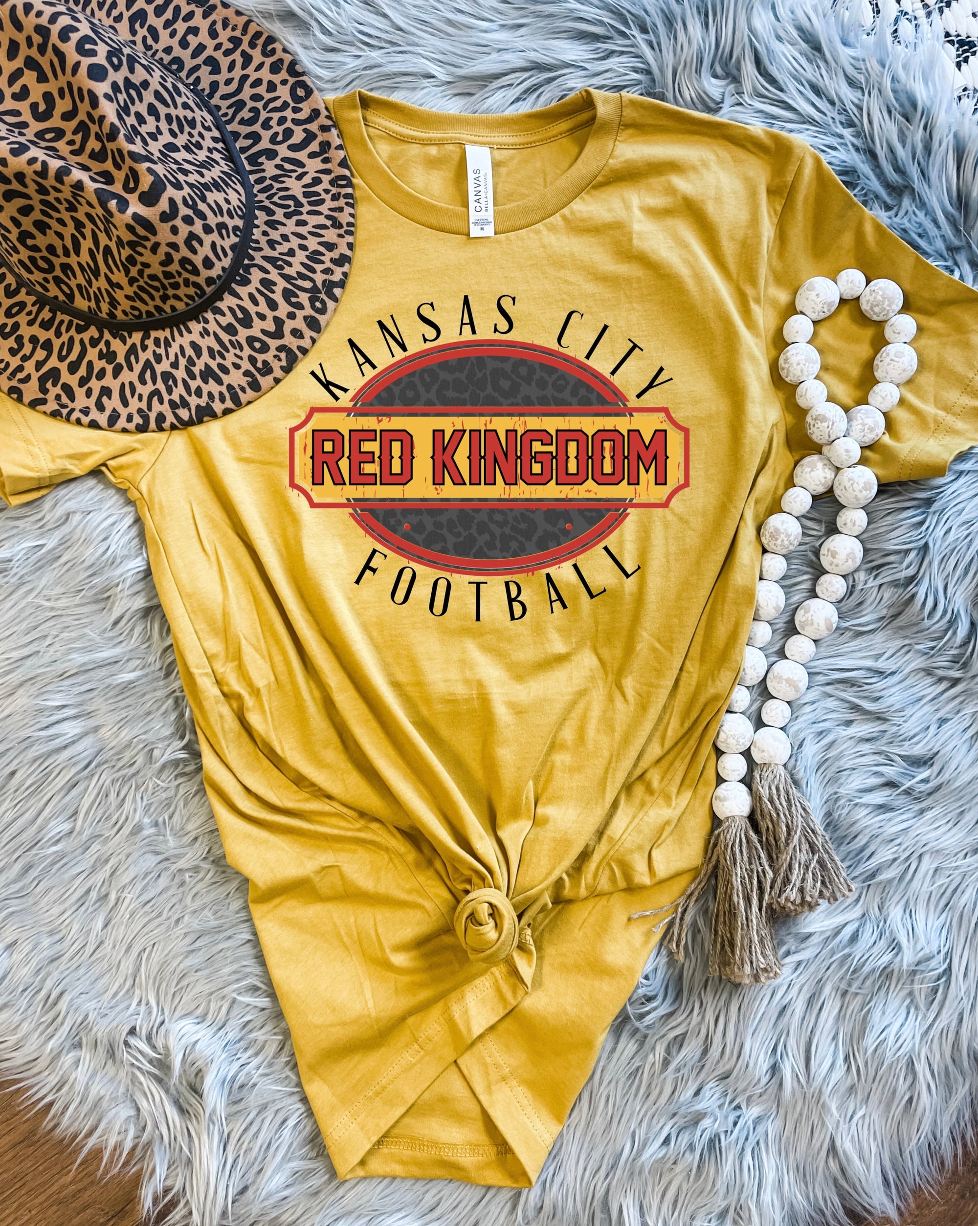 Kansas City Red Kingdom Football Mustard Tee